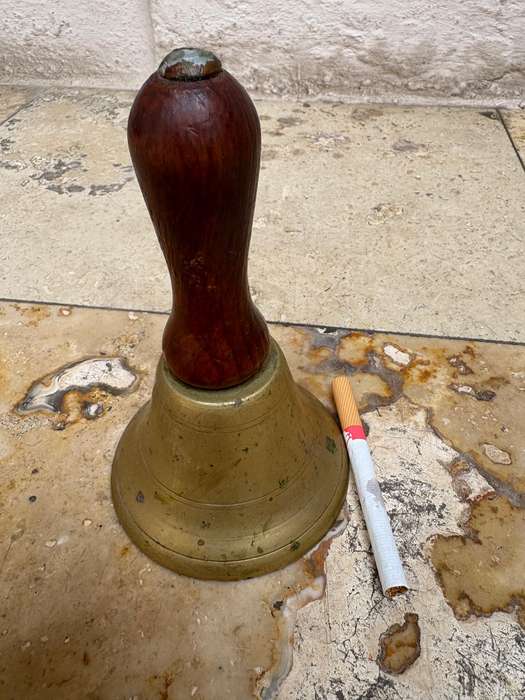 Vintage brass school bell 15 cm