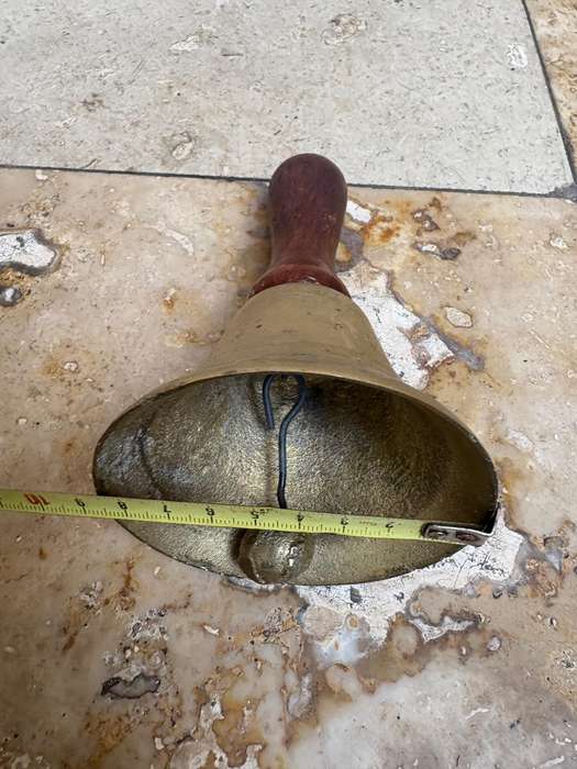 Vintage brass school bell 15 cm