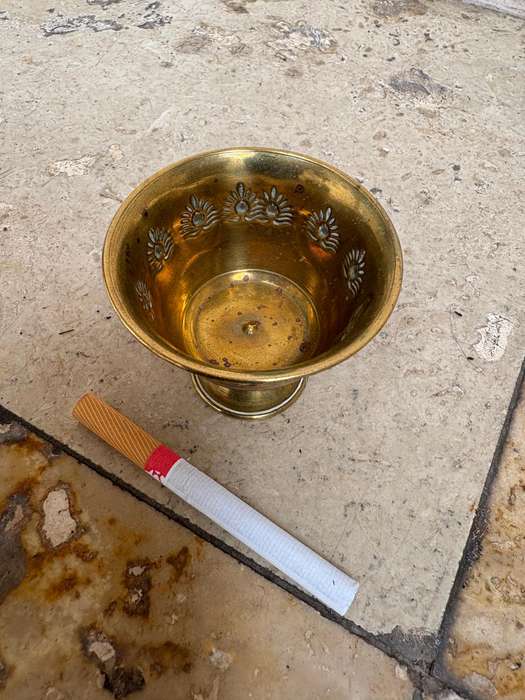 Vintage brass incense offering cup