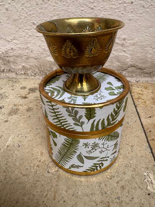 Vintage brass incense offering cup