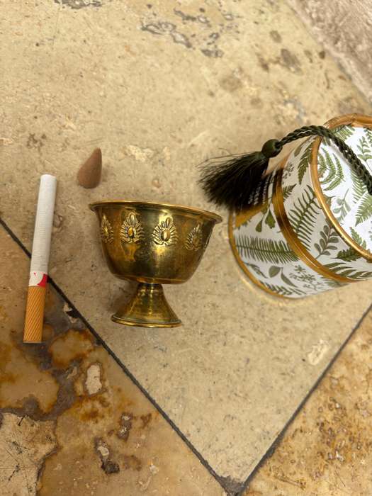 Vintage brass incense offering cup