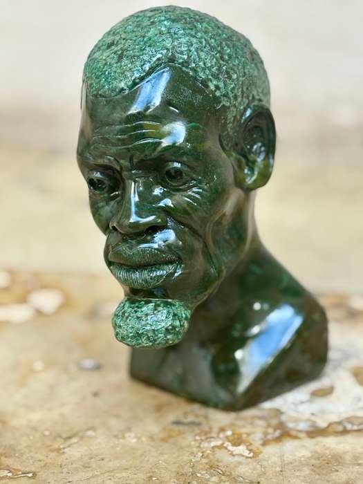 Original Verdite Shona Bust Large Stone Sculpture of elder tribal man