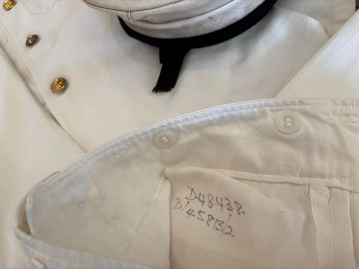 Vintage original SA Navy white uniform with buttons 1972 , navy prop hat