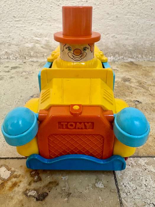 Vintage Tomy push and go car + ring a ding fuel pump 1985