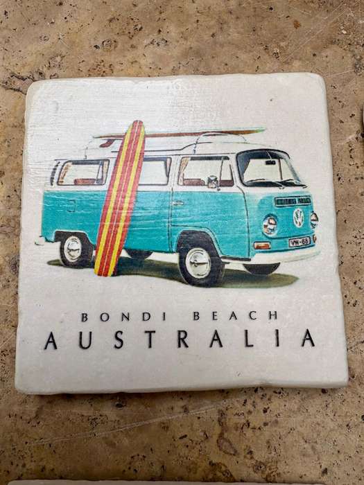 Bondi beach surf tile  coaster set of 4 , sandy bay designs