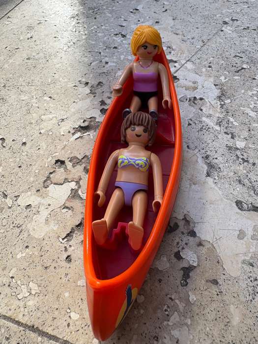 Playmobil boat canoe and beach quad car + 5 figures  beach Playmobil lot