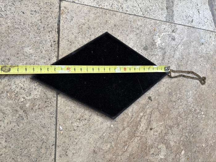 Vintage retro brass frame diamond shape mirror with velvet backing