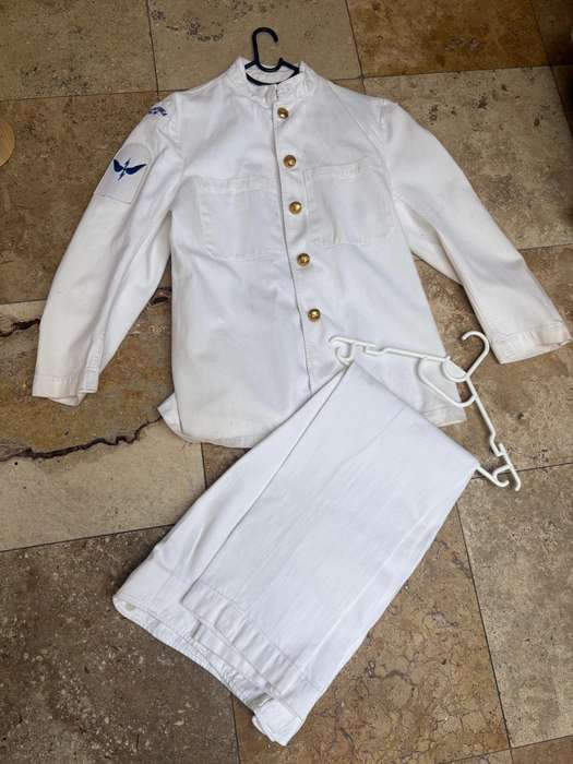 Vintage original SA Navy white suit uniform with buttons 1972