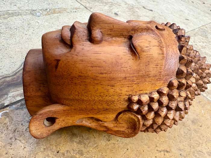Bali wood Buddha head hand carved sculpture statue for zen in space ,