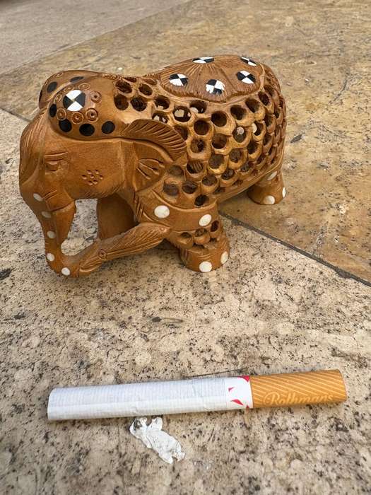 Hand carved wood elephant statue figurine decor baby in tummy