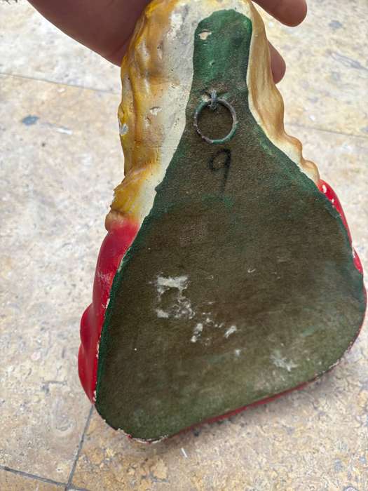 Antique sacred heart of Jesus bust plaster statuette wall mount large