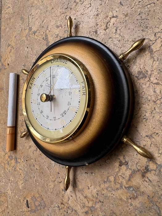 Vintage ships wheel barometer small