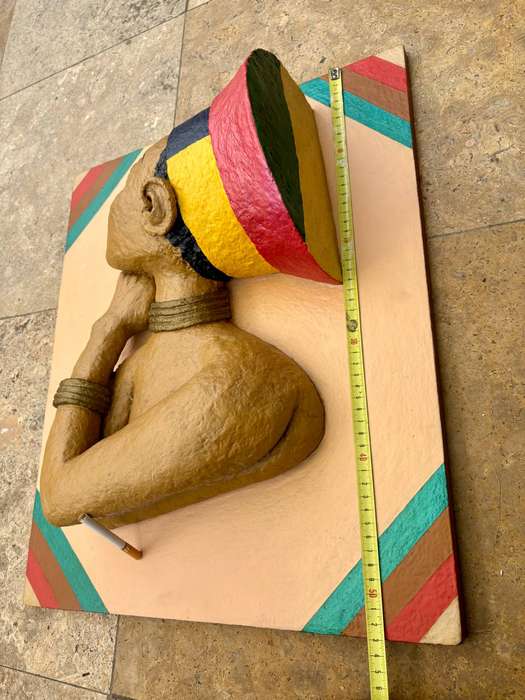 Sculpted bust  of African inspired art three dimensional wall art