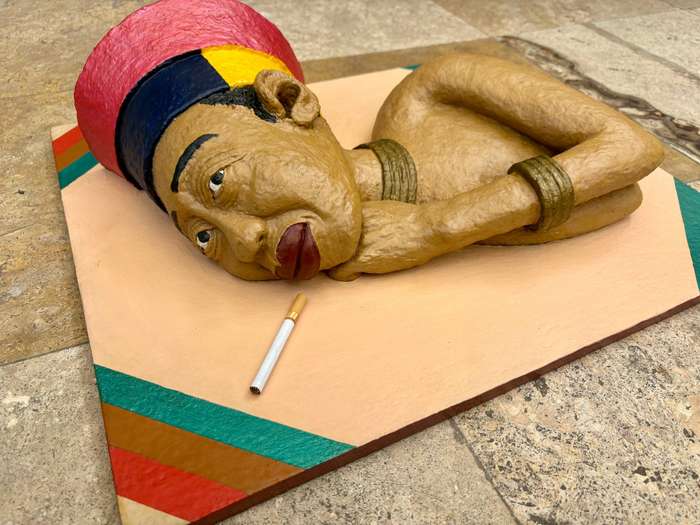Sculpted bust  of African inspired art three dimensional wall art
