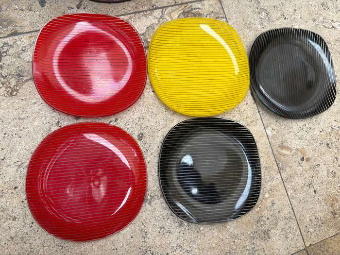 Glass Retro striped side plates set of 5