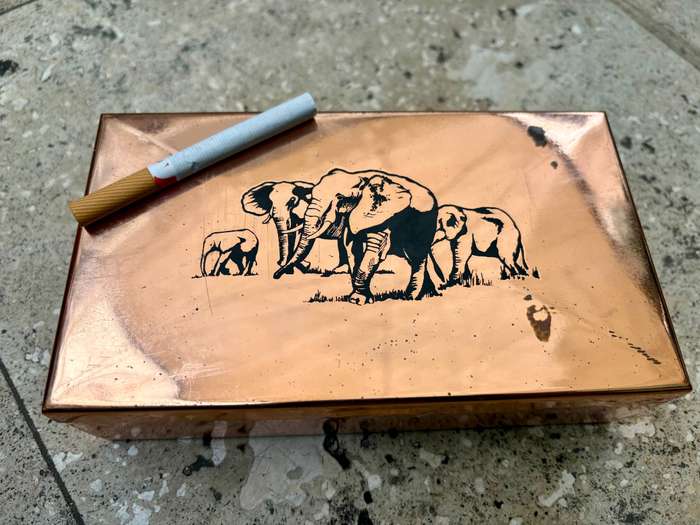 Vintage copper jewellery box trinket box Zimbabwe elephant theme
