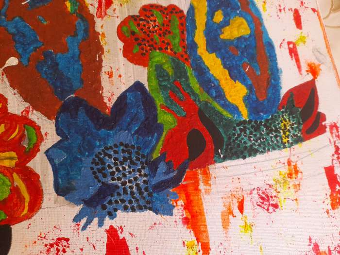 Floral Painting With Birds Acrylic Abstract Art Painting On Canvas ( 60 cm x 60 cm )
