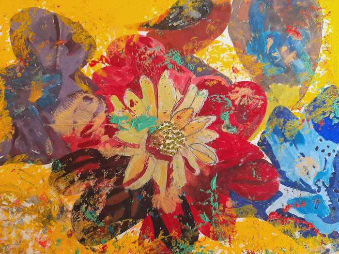 Floral Bird Painting ( 40 cm x 40 cm )