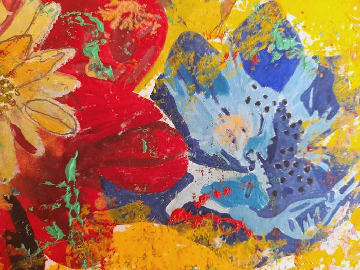 Floral Bird Painting ( 40 cm x 40 cm )