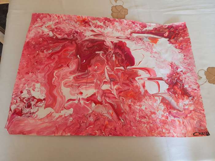 Pink Acrylic Painting On Acrylic Paper