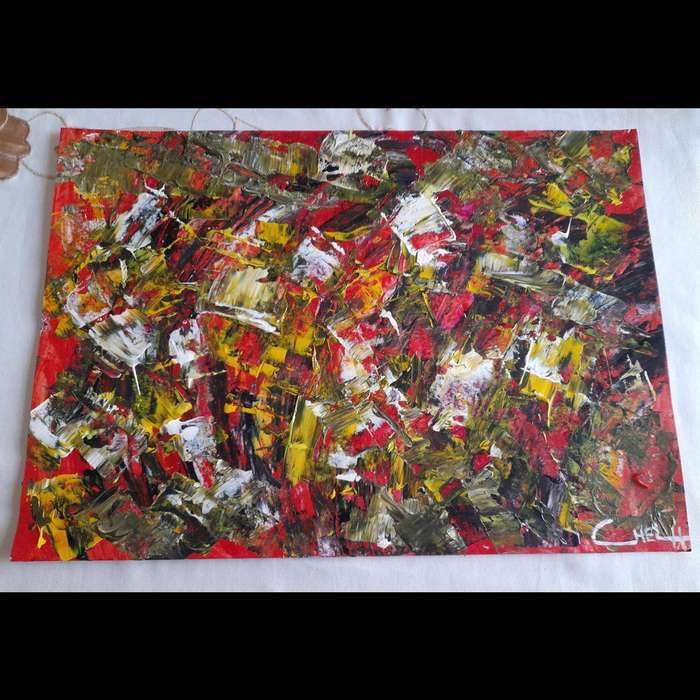 Ebullient Chaos | Acrylic Abstract Art Painting On Acrylic Paper