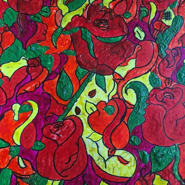 Whispers in Bloom Acrylic Abstract Art Painting On Acrylic Paper