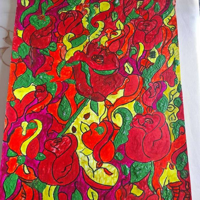 Whispers in Bloom Acrylic Abstract Art Painting On Acrylic Paper