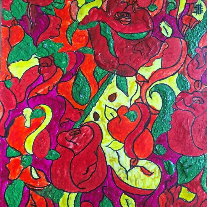 Whispers in Bloom Acrylic Abstract Art Painting On Acrylic Paper