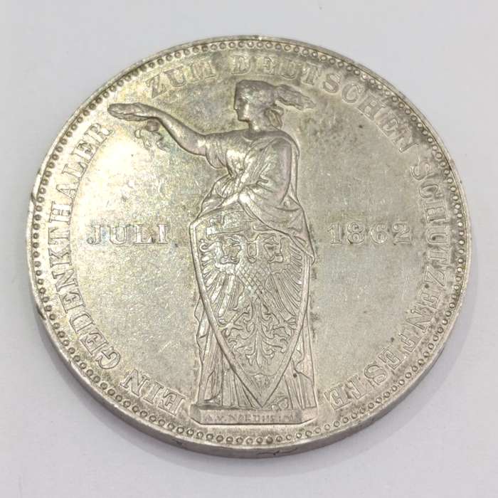 1862 German States Frankfurt silver one Thaler - Proof/Prooflike
