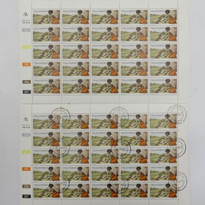 Transkei - SACC 9a Full Sheets in mint and used - 353/354/355/356/357