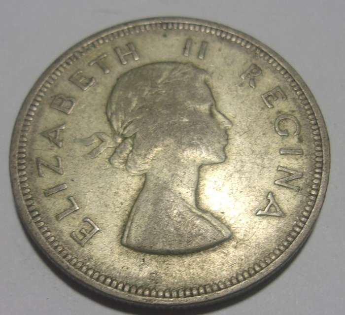 1954 silver South Africa 2 1/2 Shillings coin - nice coin