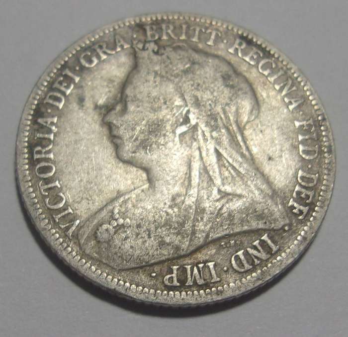 1901 silver British One Shilling coin