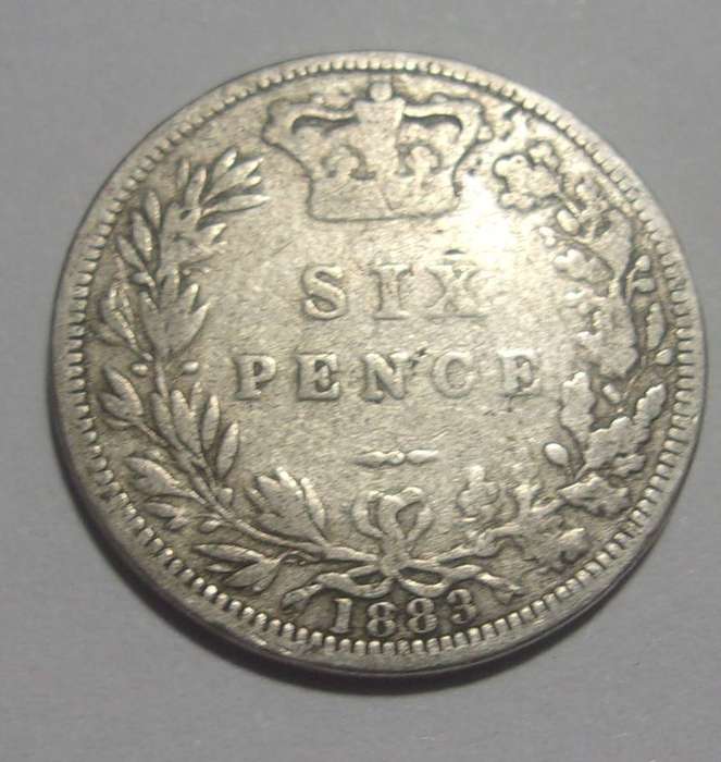 1883 silver British 6 Pence coin - nice coin