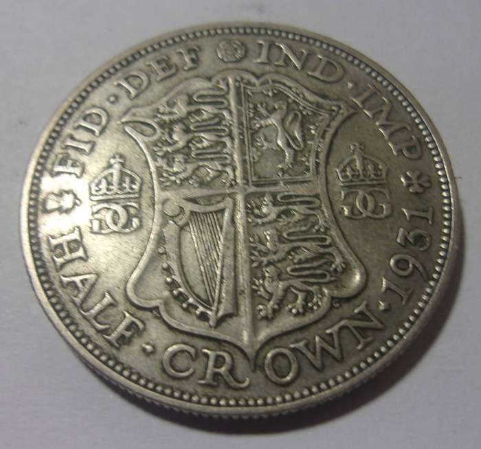 1931 British silver Half Crown coin