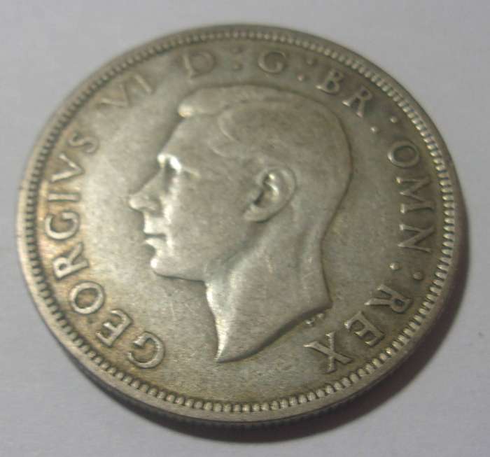 1937 British silver Half Crown coin
