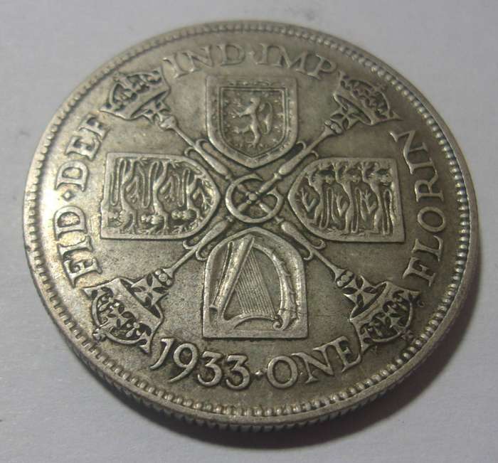 1933 British silver Florin coin