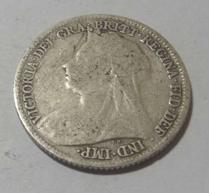 1896 silver British 6 Pence coin