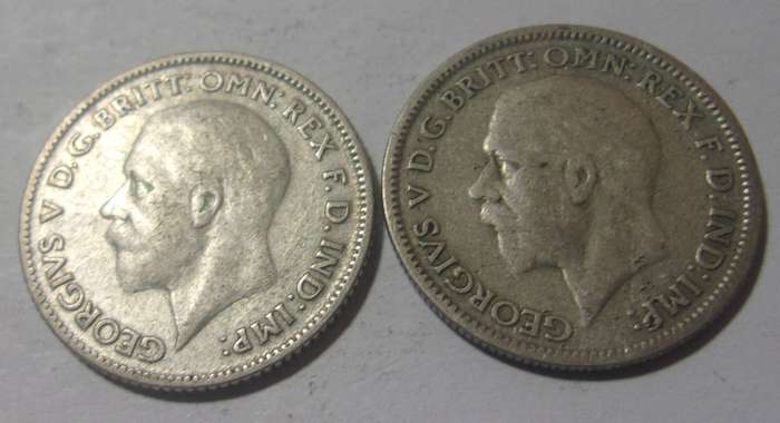 1930 & 1931 silver British 6 Pence coins for 1 bid