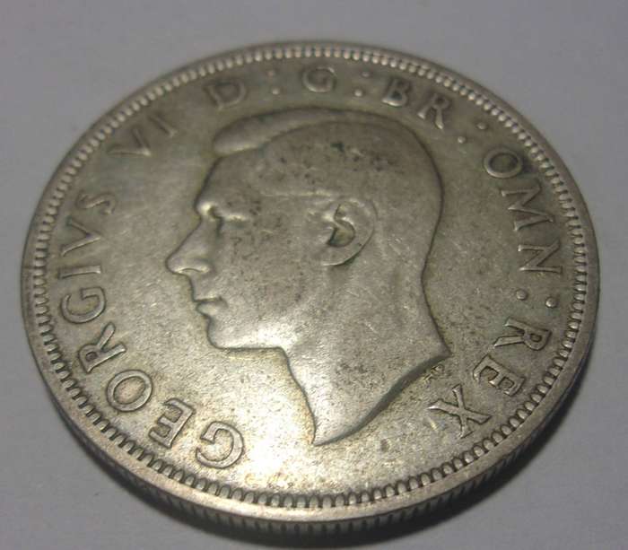 1939 British silver Half Crown coin