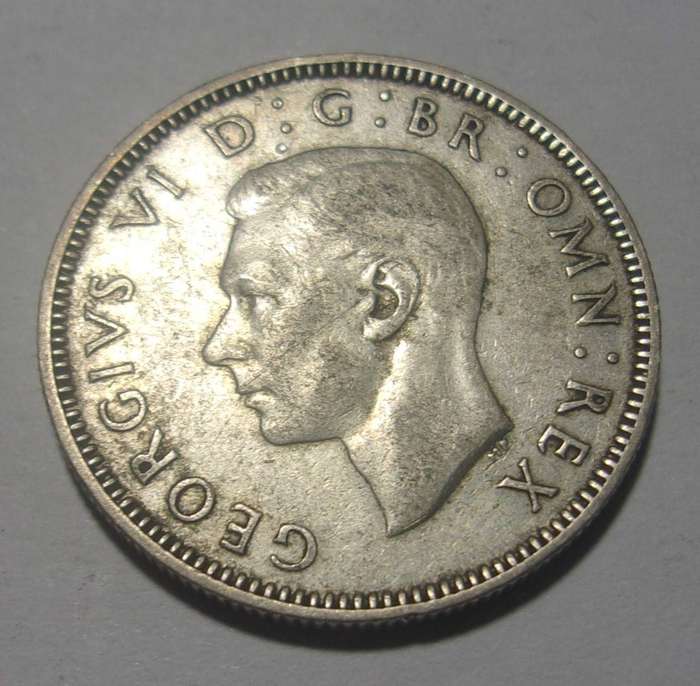 1939 silver British One Shilling coin