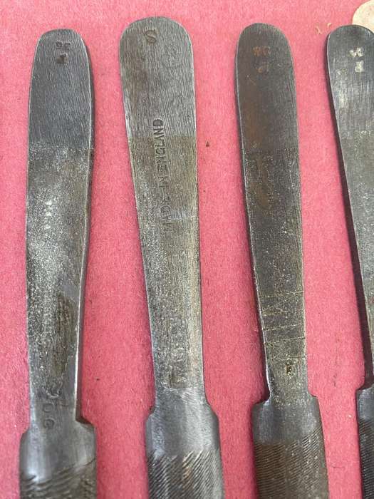 Set of 9 - Vintage Stubbs Eng. - Hand-cut Equine Teeth Files.