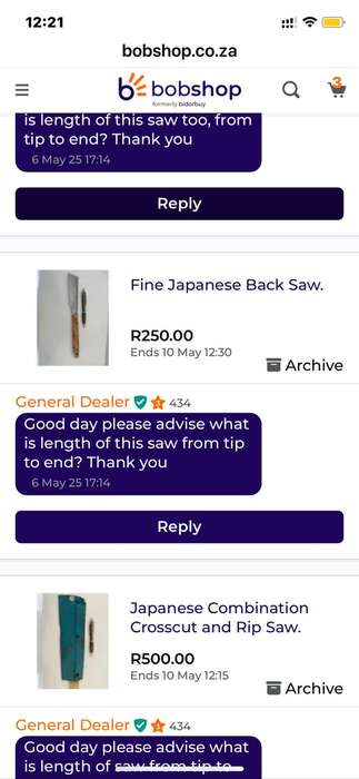 Very Fine Japanese Back Saw.
