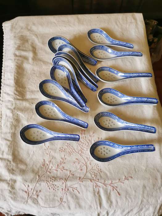 17 Chinese rice spoons marked