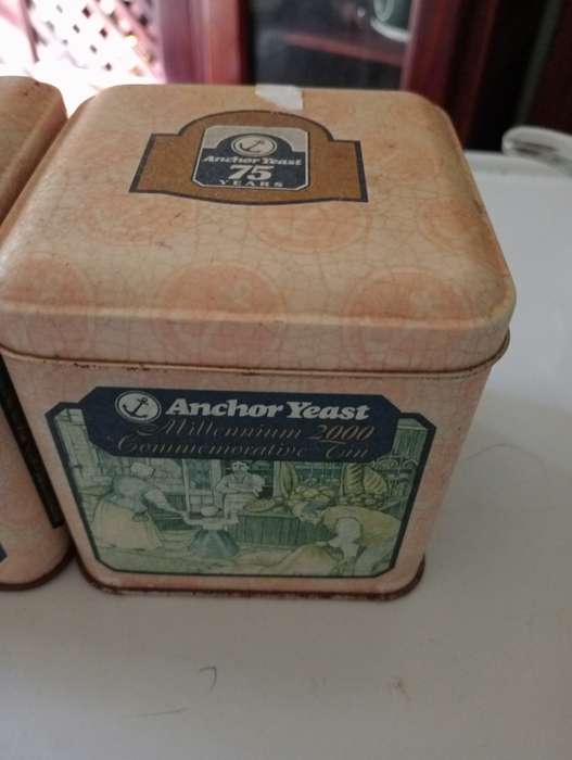 2 VINTAGE ANCHOR YEAST  TINS 75 YEARS EDITION