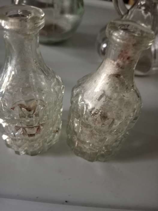 2 SMALL VINTAGE CUT GLASS HOLDERS