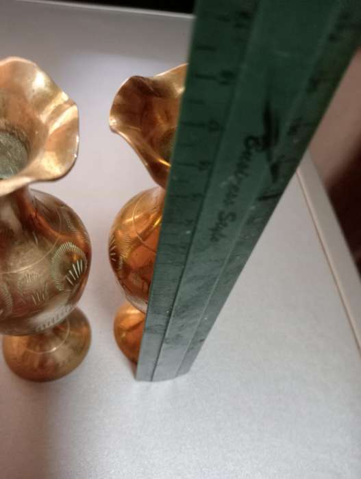 2 VINTAGE BRASS VASES