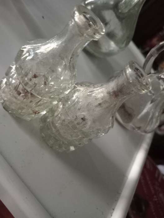 2 SMALL VINTAGE CUT GLASS HOLDERS