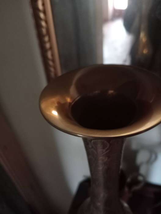 VINTAGE 38CM DETAILED BRASS VASE