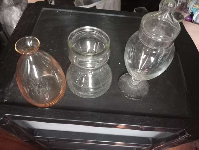 3 VINTAGE GLASS HOLDERS