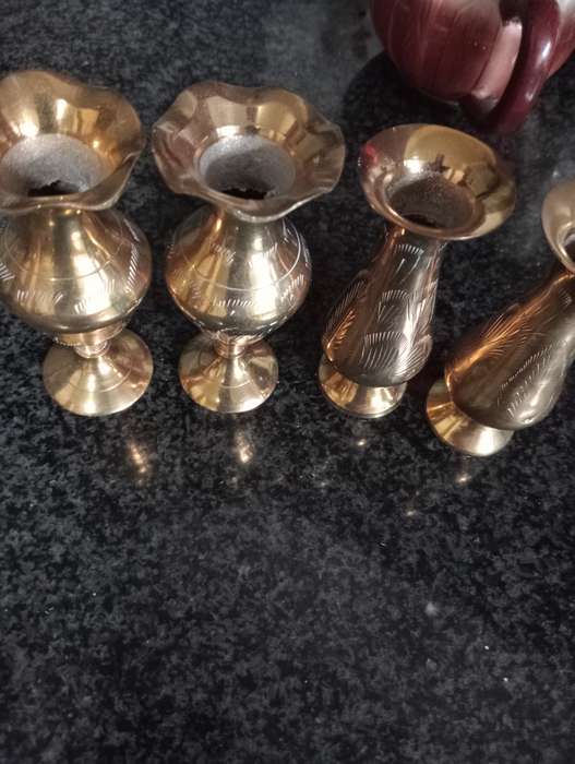 4 VINTAGE  10CM BRASS VASES